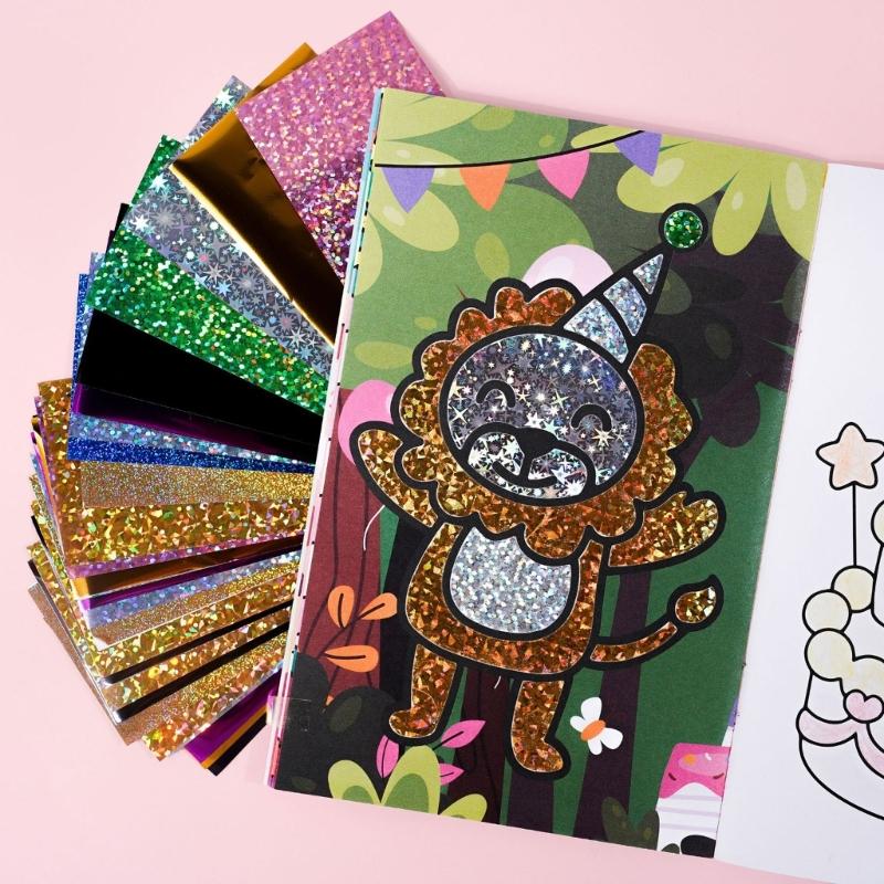 Birthday Theme Coloring Book Painting Book Foil Art Craft Set Graffiti Picture Drawing Book for Creative Painting