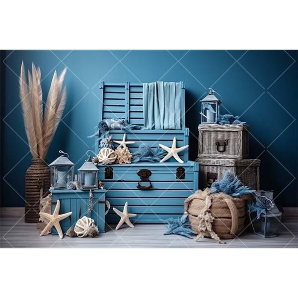 Summer Nautical Photography Background Underwater Pirate Wood Board Sailboat Rudder Boy Kids Birthday Party Decor Photo Backdrop