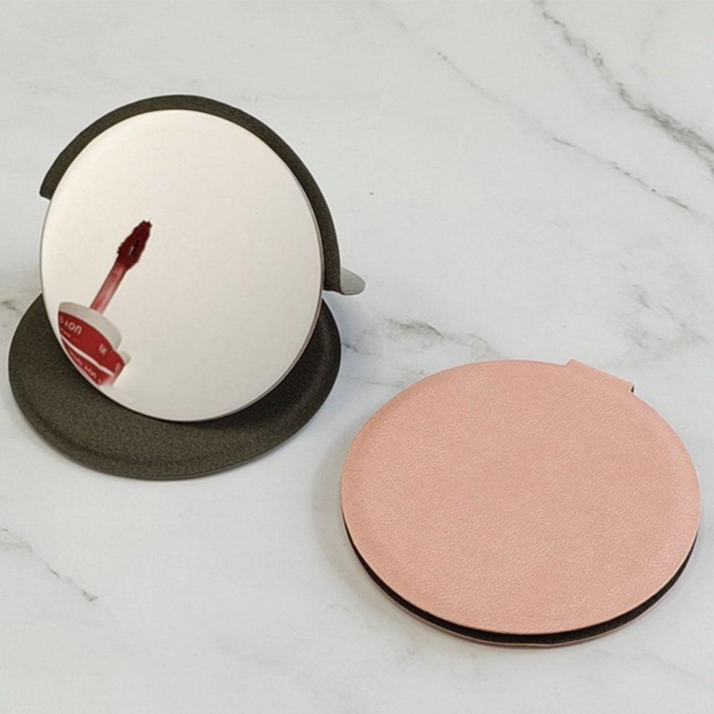 

Solid Color PU Desktop Stand Mirror Pu Leather Vanity Mirror Dormitory червоний