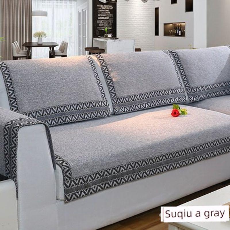 

Solid Wood Cotton Linen Leather Sofa Cushion Cushion Linen Non Slip All Year Round Neutral Modern Cotton Fabric Sofa Cover Slipcover Suqiu-Grey Pillowcase 45*45cm