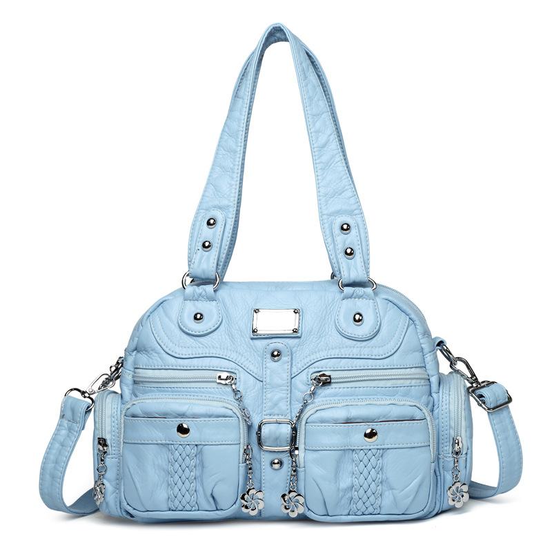 Damehåndveske med stor kapasitet pendler skulderveske mykt skinn crossbody-veske