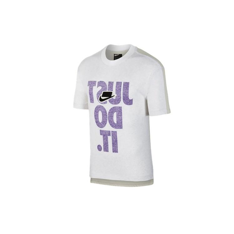 Nike Large Alphabet Logo Printing Sports Short Sleeve White Men s BV4578-051 L