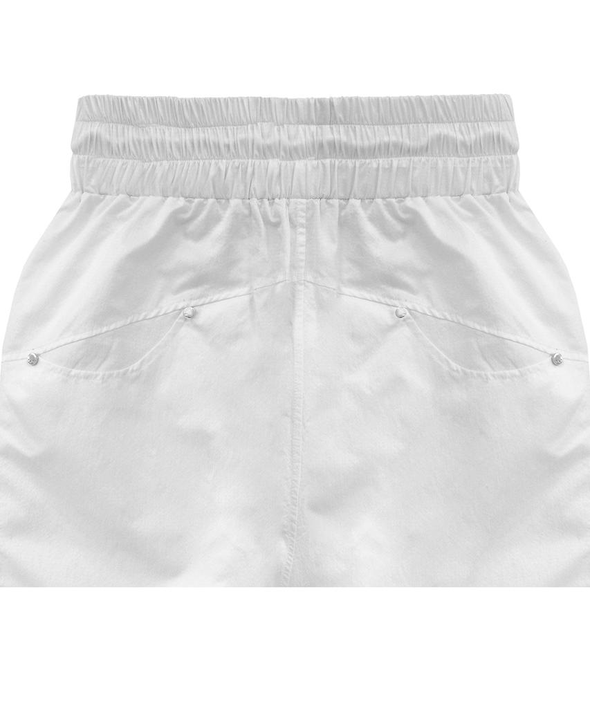 Teulimingbeodeu Round Rivet Nylon Set-Up Pants [ White ]