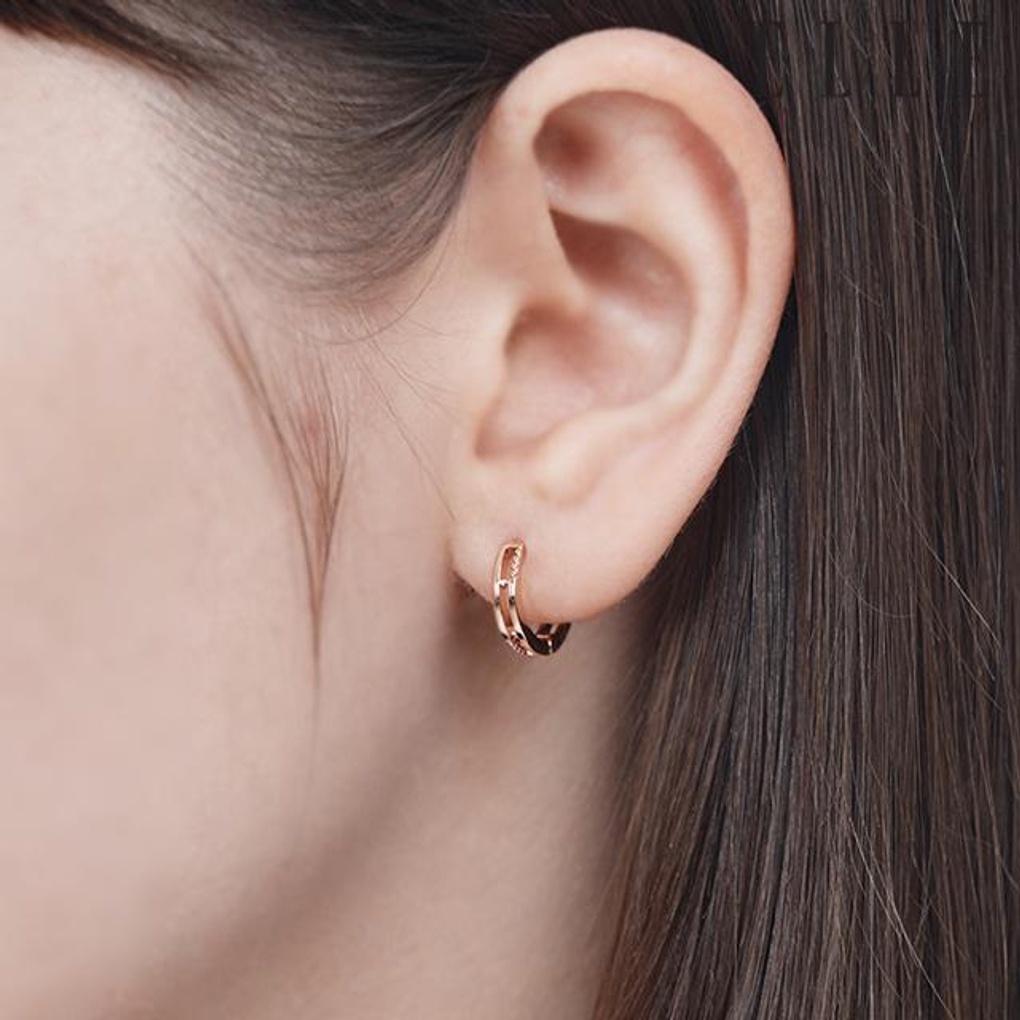 Kolczyki Pierścionki Dwu-liniowe 14K (Pozłacany) ELGPEE516