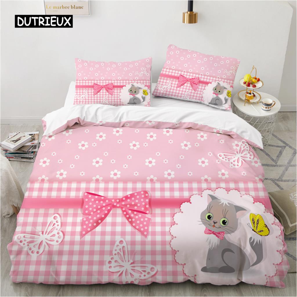 Luxuriöses 3D-Bettwäscheset Europa Queen King Double Bettbezugset Bettwäsche Bequeme Decke/Bettdeckenbezug Bettwäscheset Schleife Rosa