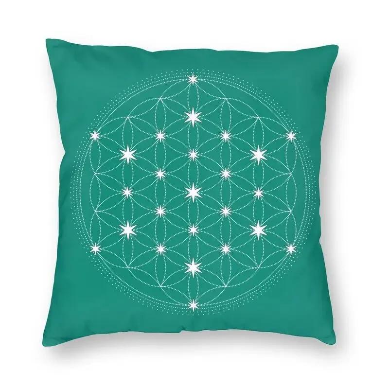 Mandala Blume des Lebens im Lotus Kissenbezug 45x45cm Heim Dekoration Druck Heilige Geometrie Wurfkissen für Sofa Zweiseitig