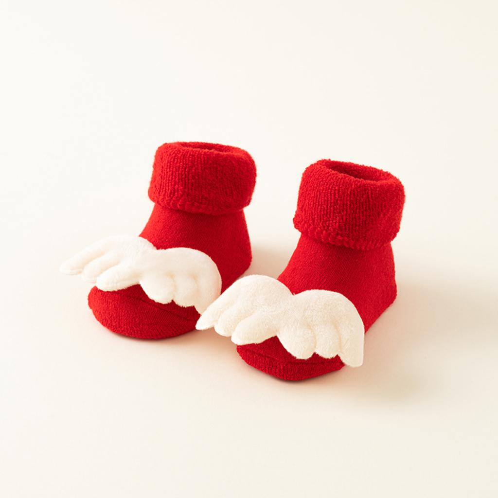 Weihnachten und Winter Baby Warme Fleece Rote Schleife - Bodensocken und Laufsocken