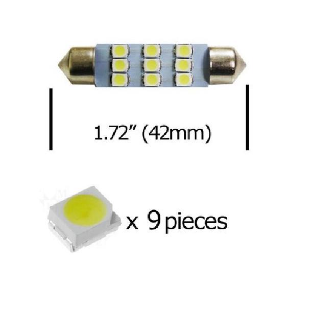 (4) Ultra Blue 9-SMD 1.72" 42mm 578 211-2 LED Bulbs For Interior Map Dome Lights