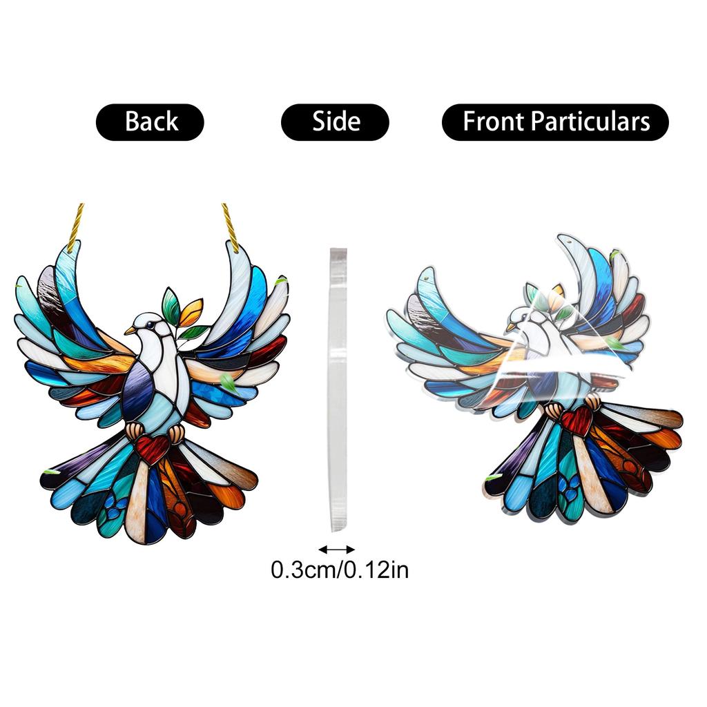 Crystal Sky Stained Art Ornament, Crystal Inspired Acrylic Bird Hanging Decoration, Diamond Art Bird Window Hanging, For Gardens Indoor Window