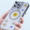 For iPhone 16 Pro Max Magnetic Case PC+TPU Epoxy Real Dried Flower Phone Cover