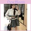 Two Piece Jeans Shirt And Mini Skirt Set For Summer Casual Wear