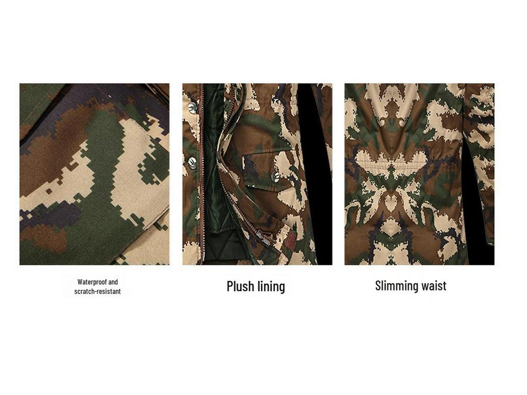Men's Camouflage Cold-Proof Cotton Overcoat, Thickened & Padded, Mid-Length, Plus Size Winter Workwear Jacket