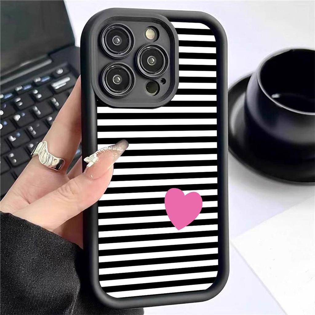 Zebra Pink Heart Groove iPhone 14/15/16/17 Pro Max Protective Phone Case