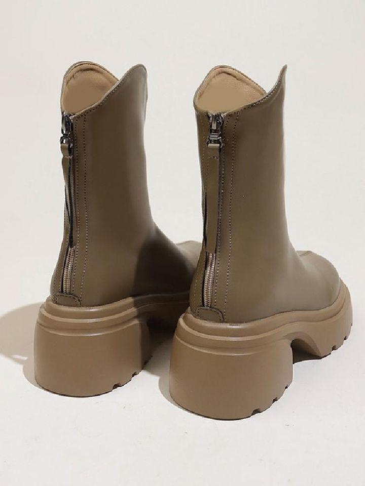 Small thick-soled heightening Martin boots women's 2025 new British style thin short boots thick heel rear zipper locomotive boots