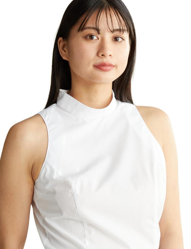 Maunaloa Modern American Stand Weiß Damenbluse, Medium,