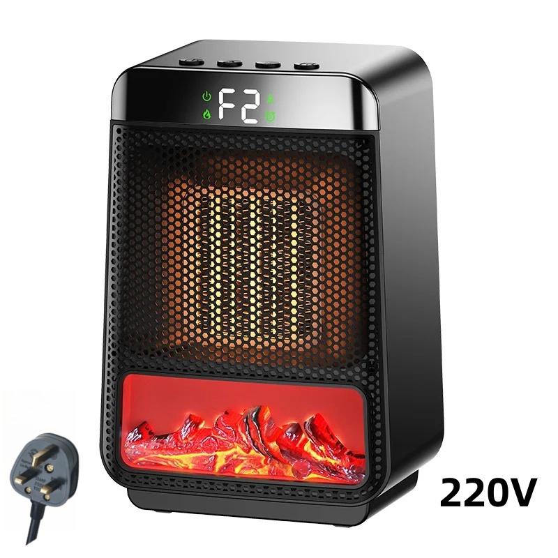Portable 3D Simulated Fireplace Heater Household Heater Home Silent Energy-saving PTC Speed Hand Warmer Timeable Electric Heater
