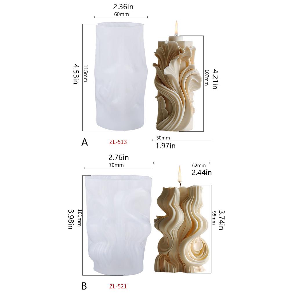 Candle Molds Waved Pillar Castings Molds Spirals Flower Shape Silicone Moulds Ornament Plasters Molds Epoxy Resin Molds
