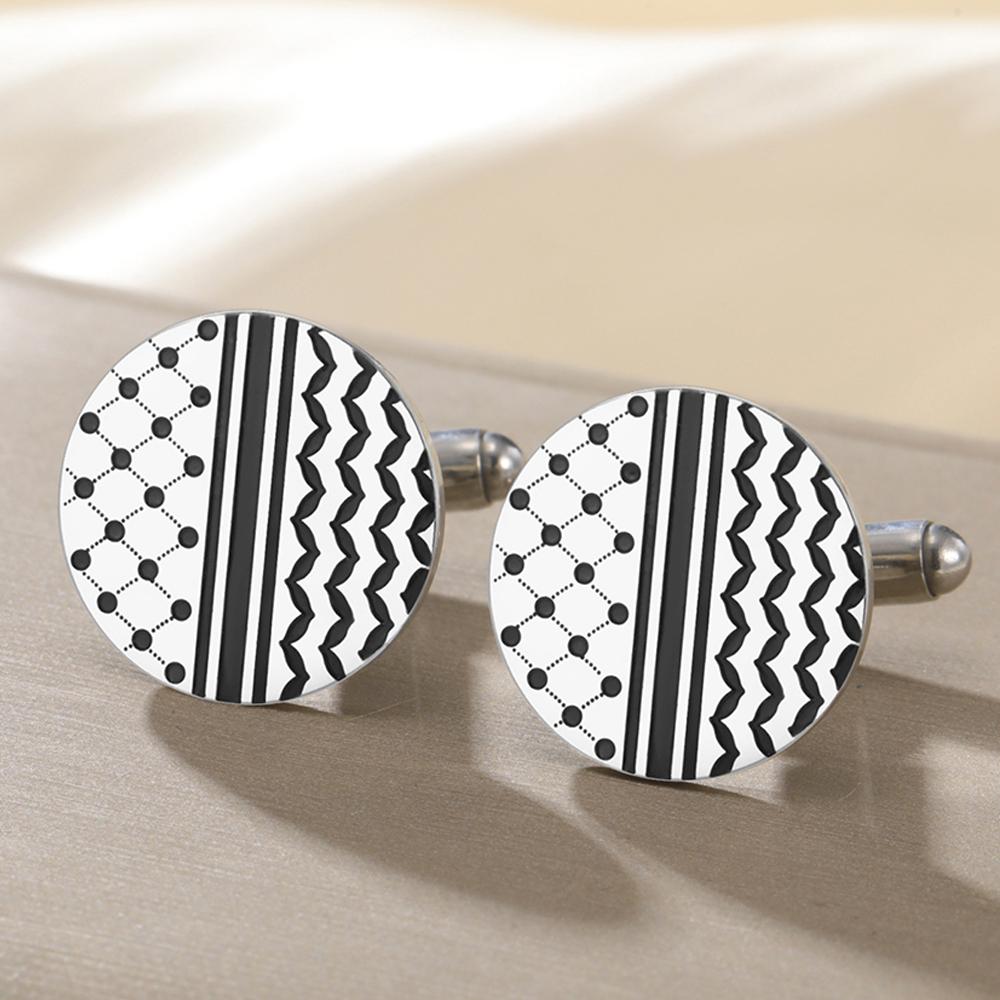 Dawapara Kuffiyeh Enamel Cufflinks Fishnet Olive Leaves Pattern Love and Peace Tuxedo Shirt Accessories Stainless Steel Jewelry