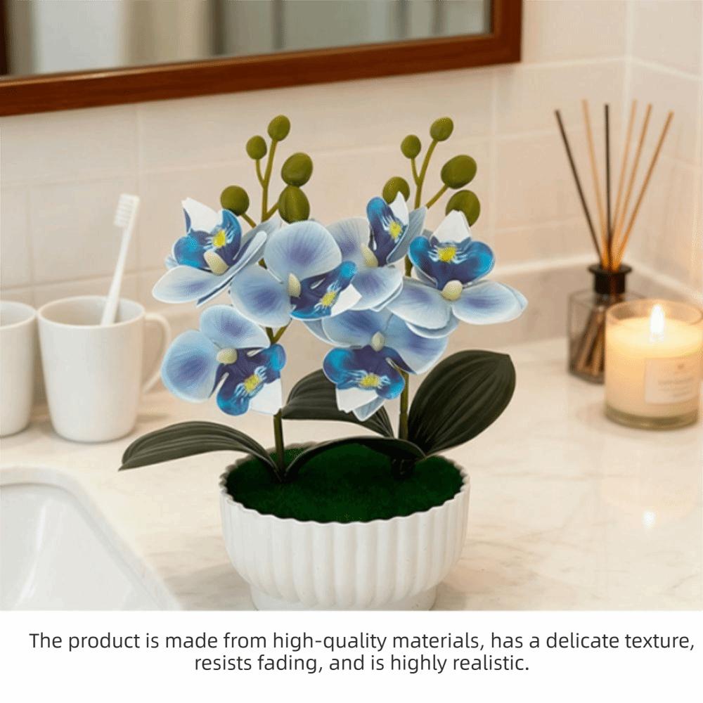 DIY Simulated Butterfly Orchid Multi-Bloom Artificial Faux Plants Plastic Fake Flower Home Decor