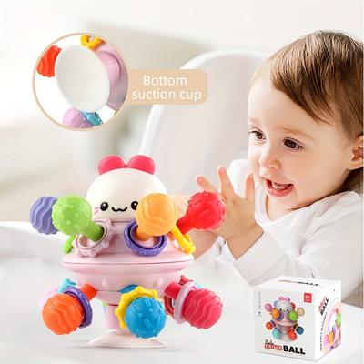 Montessori, Soft Rubber Hand Grasping Ball with Bell Teether, Exercise Fine Motor Skills, 0-36 Months Baby Sensory Puzzle Toys