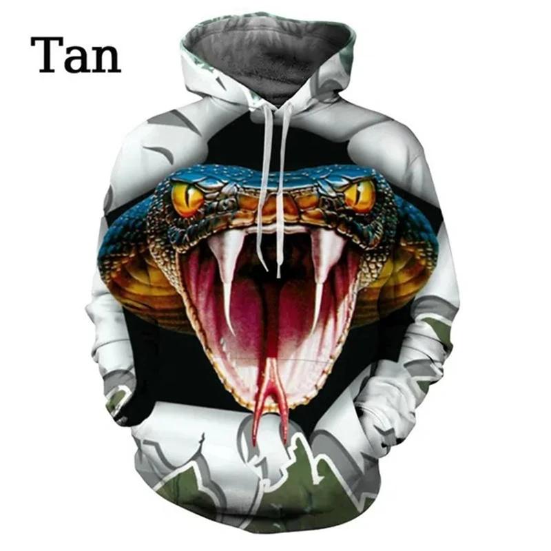 Fashion Men's Women 3d Snake Print Hoodie Personality Creative Snake Print Long Sleeve Top Hoodies Women Streetwear Hoodies
