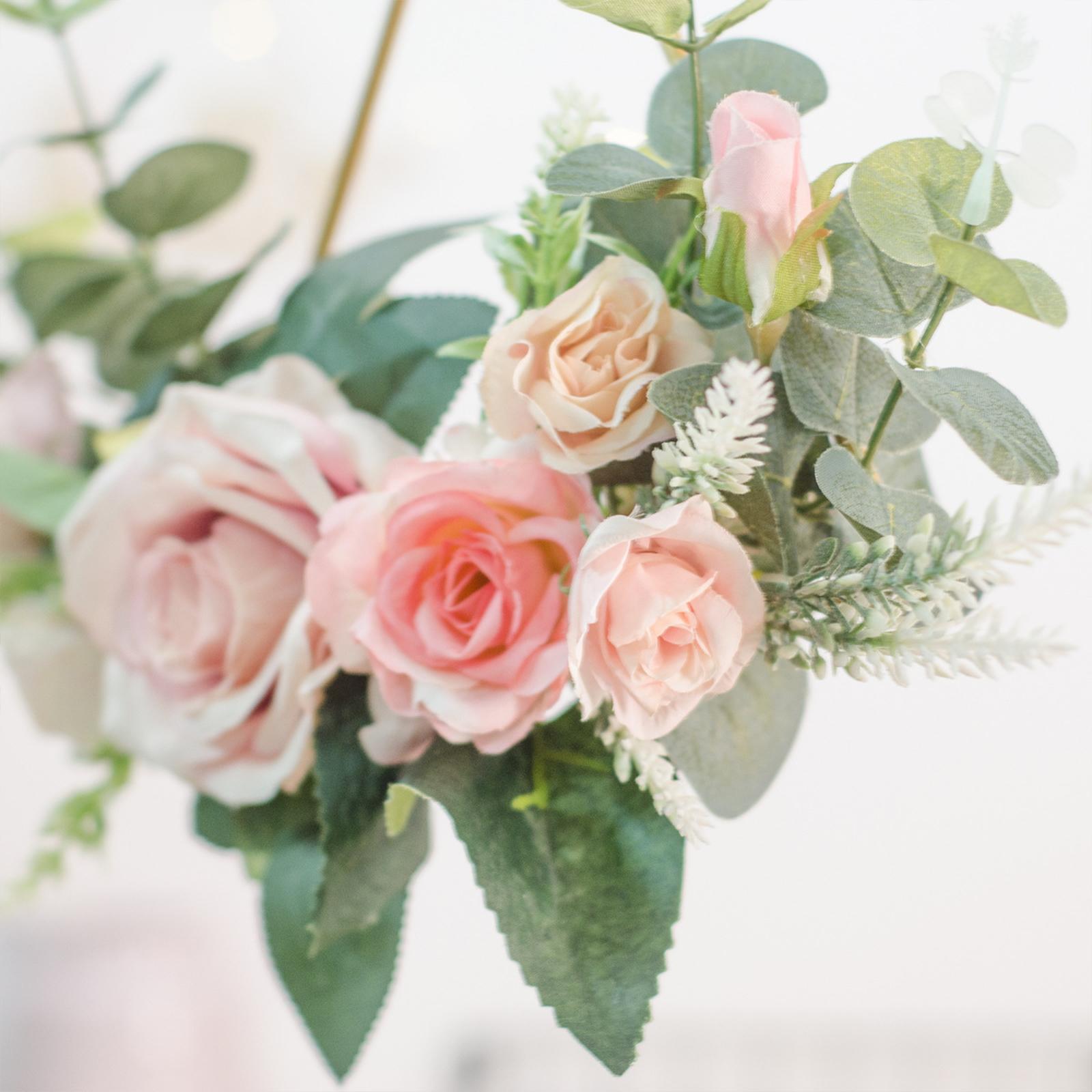 Цветочный венок-обруч Искусственный венок из роз Металлический геометрический каркас Настенный Имитированный венок Домашняя стена Type 1