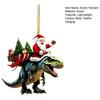 Christmas Pendant Santa Claus On Dinosaur Ornament 2D Flat Acrylic Hanging Decoration for Christmas Tree Mantel Decor