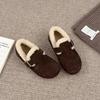 Leather fur women's winter retro velvet warm belt buckle versatile one pedal non-slip flat cotton shoes