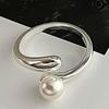Finger Ring Natural Imitation Pearls Opening Adjustable Finger Band Silver Plated Women Ring Commuting Dating Jewelry Gift