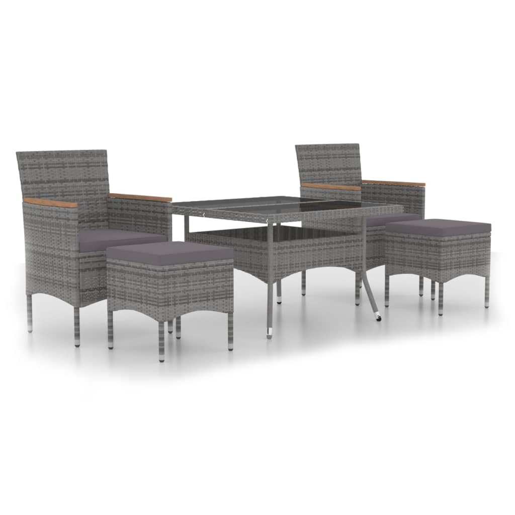Vidaxl 5-Cz. Zestaw Mebli Ogrodowych, Polirattan I Szkło, Szary