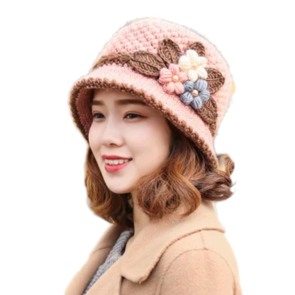 Handmade Crochet Knit Bucket Hat With Flower - Warm & Stylish, The Viral Must-Have Winter Hat For Women And Mom
