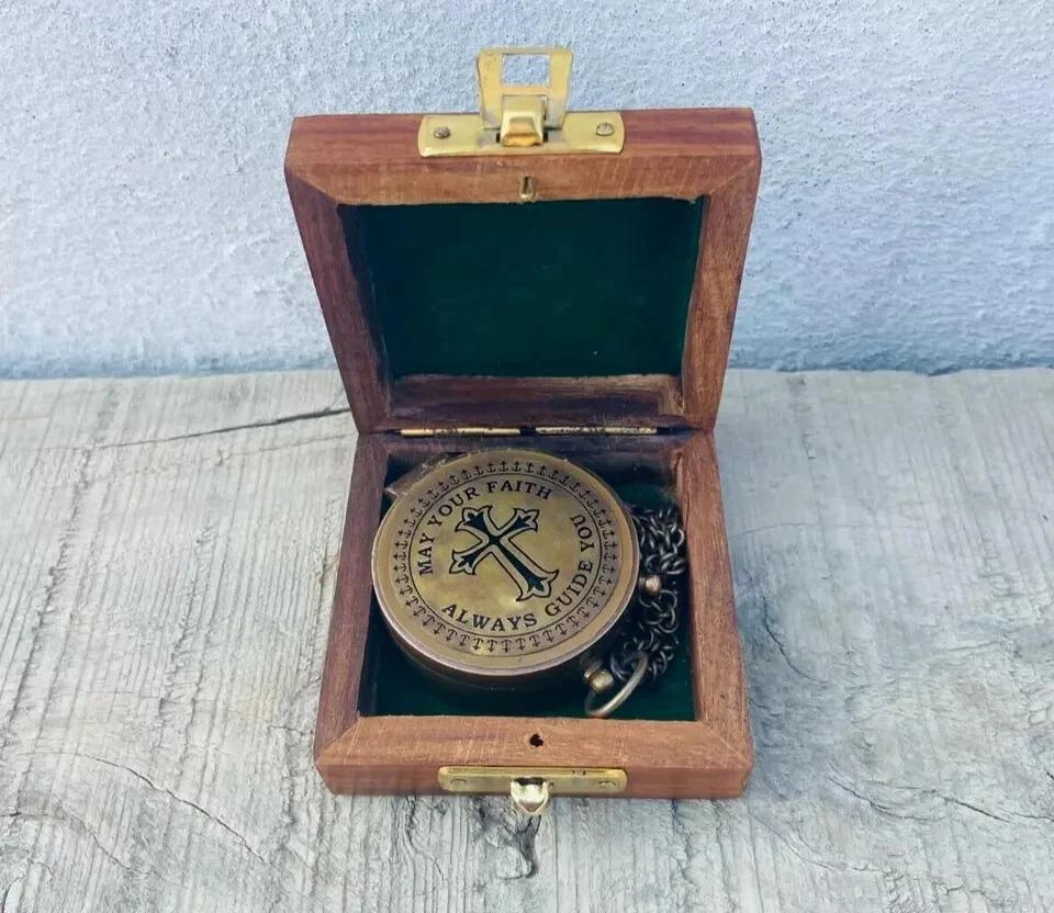 Brass Compass Nautical Antique Vintage Pocket Gift Vintage Maritime Marine
