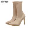 Eilyken Sexy Sock Boots Stretch High Heels for Women Spring Autumn Fashion Ankle Boots Female Shoes
