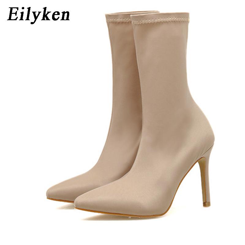 Eilyken Sexy Sock Boots Stretch High Heels for Women Spring Autumn Fashion Ankle Boots Female Shoes