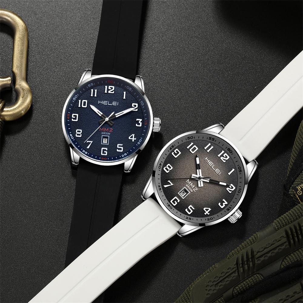 Mens Quartz Watch Large Dial Magnetic Silicone Strap, Luminous Hands Date, 30M Daily Waterproof Wrist Watches