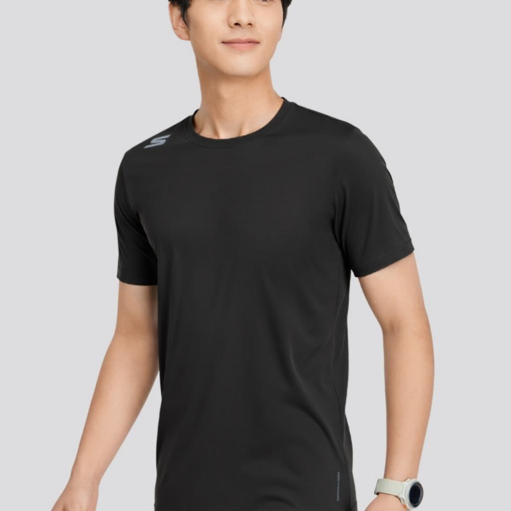 Skechers Knitted Short Sleeve Solid Color Round Neck High-End Simple T-Shirt Men Tops P225M293-0018