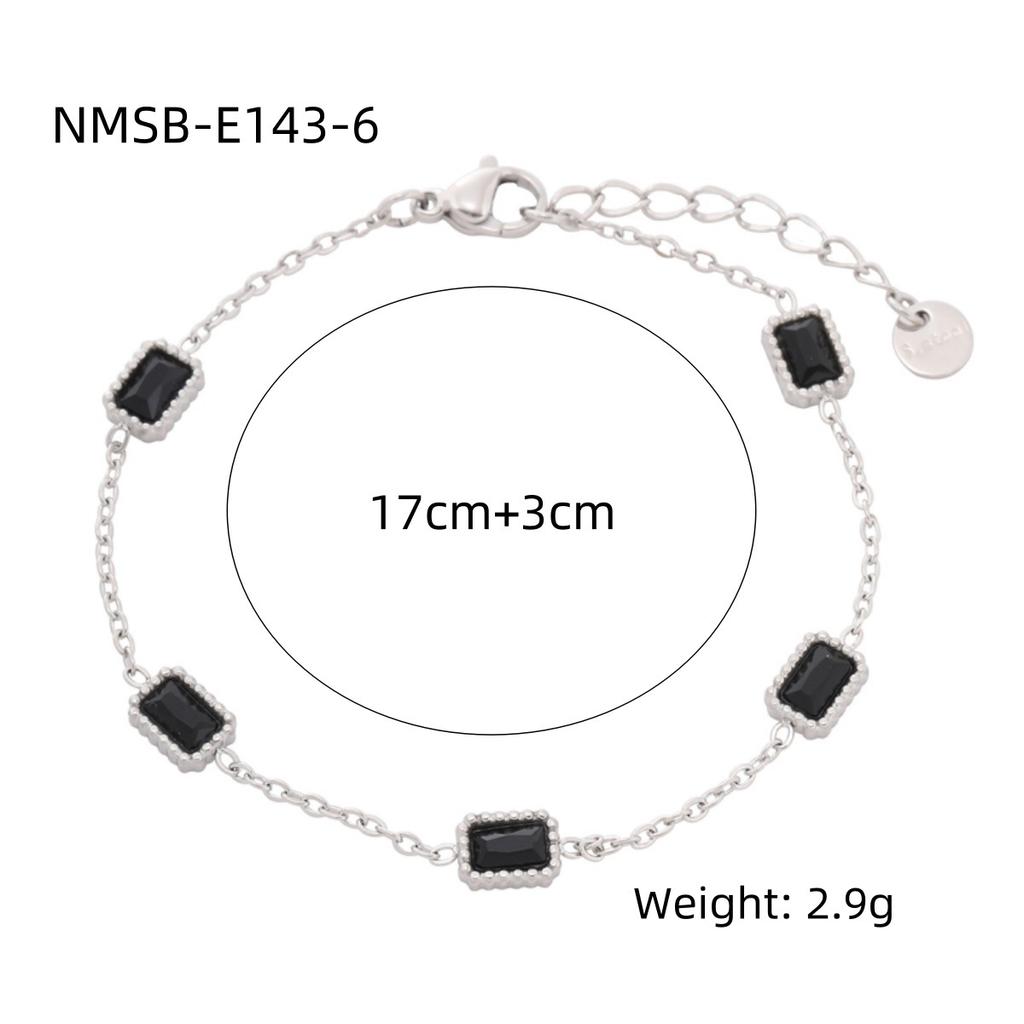 INS new square colored diamond titanium steel bracelet women's fashion light luxury K niche design does not fade stainless steel jewelry