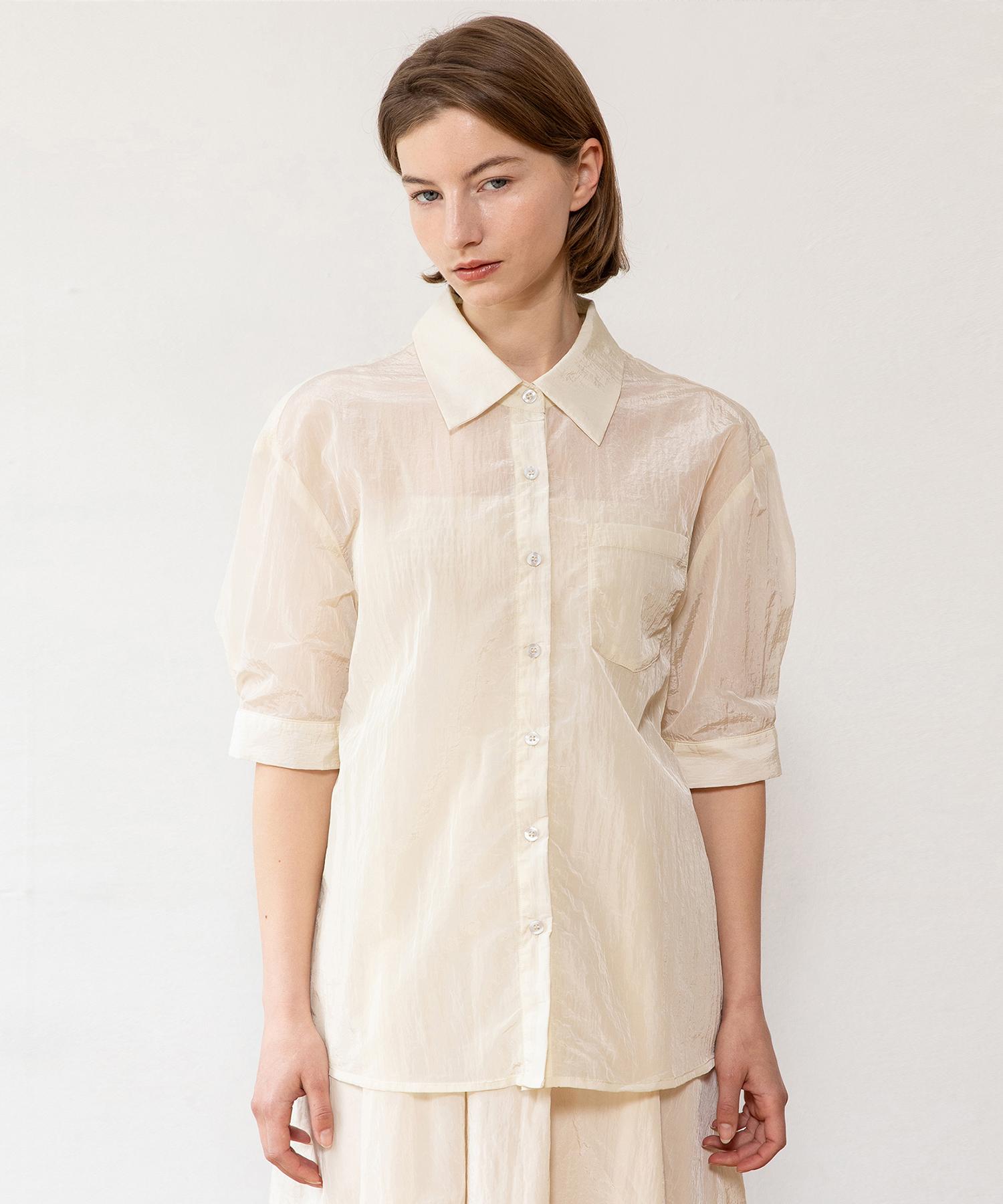 J Mark New York See-Through Blouse - Cream Cream/Free