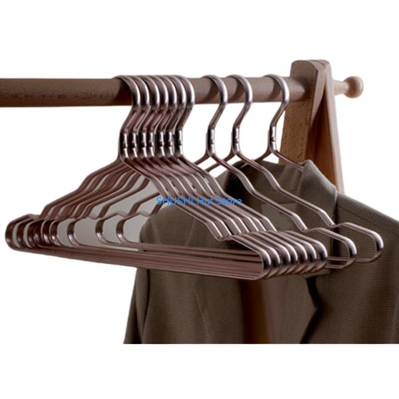 10Pcs Aluminum Alloy Metal Clothes Hangers Non-Deformed Heavy Duty Coat Drying Rack with for Jacket Shirts Pants D57B