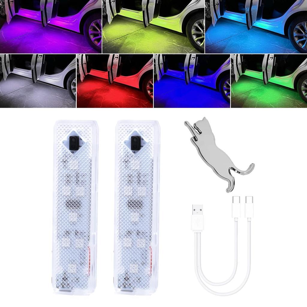 Futwod Door Open/Close Warning Light, 7 Color Changes, Car Door Light, LED Courtesy Lamp,