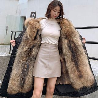 Winter new pie overcome women's medium and long imitation raccoon hair removable liner coat fur jacket large size thickened