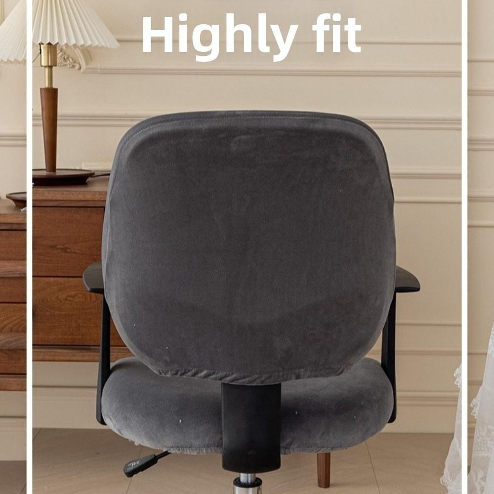 2pcs Set New Stretch Elastic Computer Chair Cover Breathable Washable Office Chair Slipcover Velvet Seat Slipcover Universal Fit