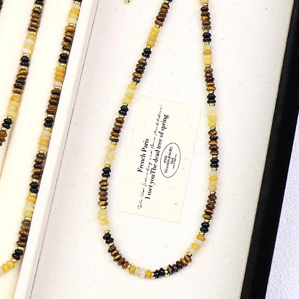 Chinese Retro Tiger Eye Beaded Autumn Clavicle Necklace Choker for Women