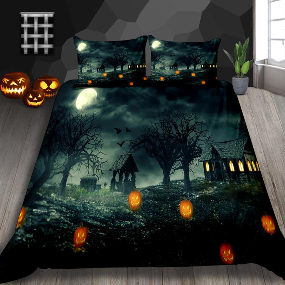 Halloween Duvet Cover Set Thumbedding Halloween Decor Mysterious Forest Bedding Set Double Queen King Size Quilt Cover