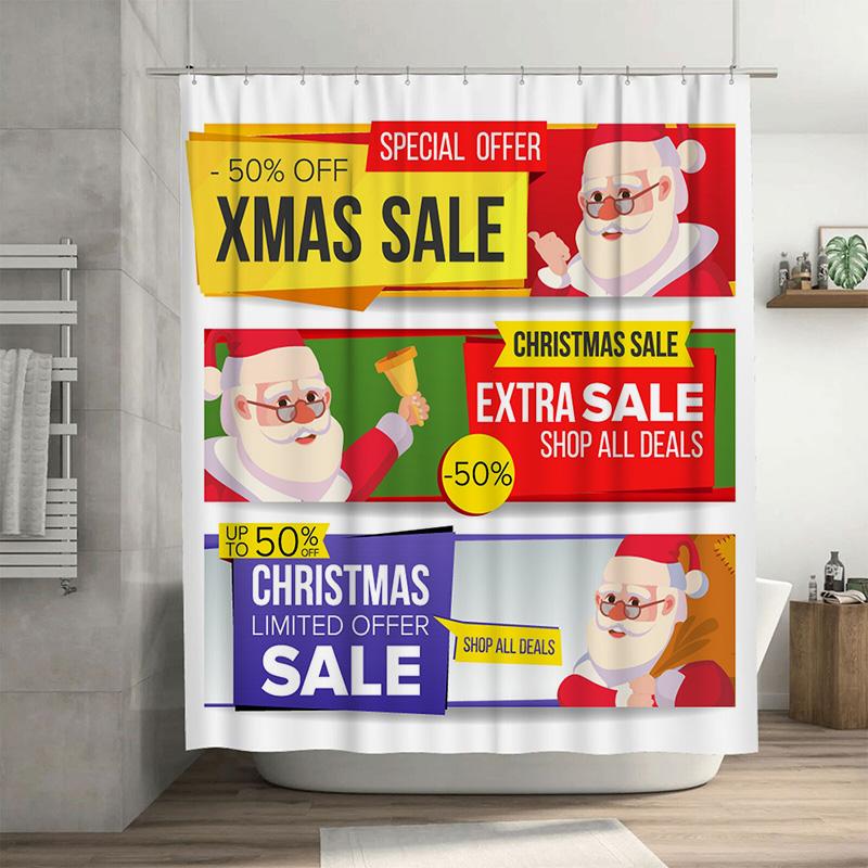 

Tu Festive Christmas Shower Curtain Holiday Bathroom Decor Waterproof Fabric Santa Claus Design Xmas Party Supplies Home Decorat W60H190(CM)-1 Pcs