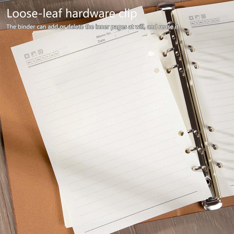 Practical 6 Ring Binder Planner Notebook A5 Refillable Loose Leaf Round Ring Journal Notepad with 100 Sheets Lined Paper