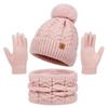 3Pcs/Set Plush Knitted Hat Warm Beanies Hat Fashion Winter Hat Scarf Gloves  Men Women