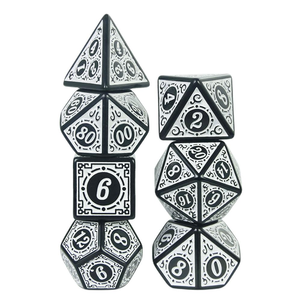7-piece Set of Complex Antique Style Patterns, Multi-faceted Digital Board Games, Collectible Games, Dice