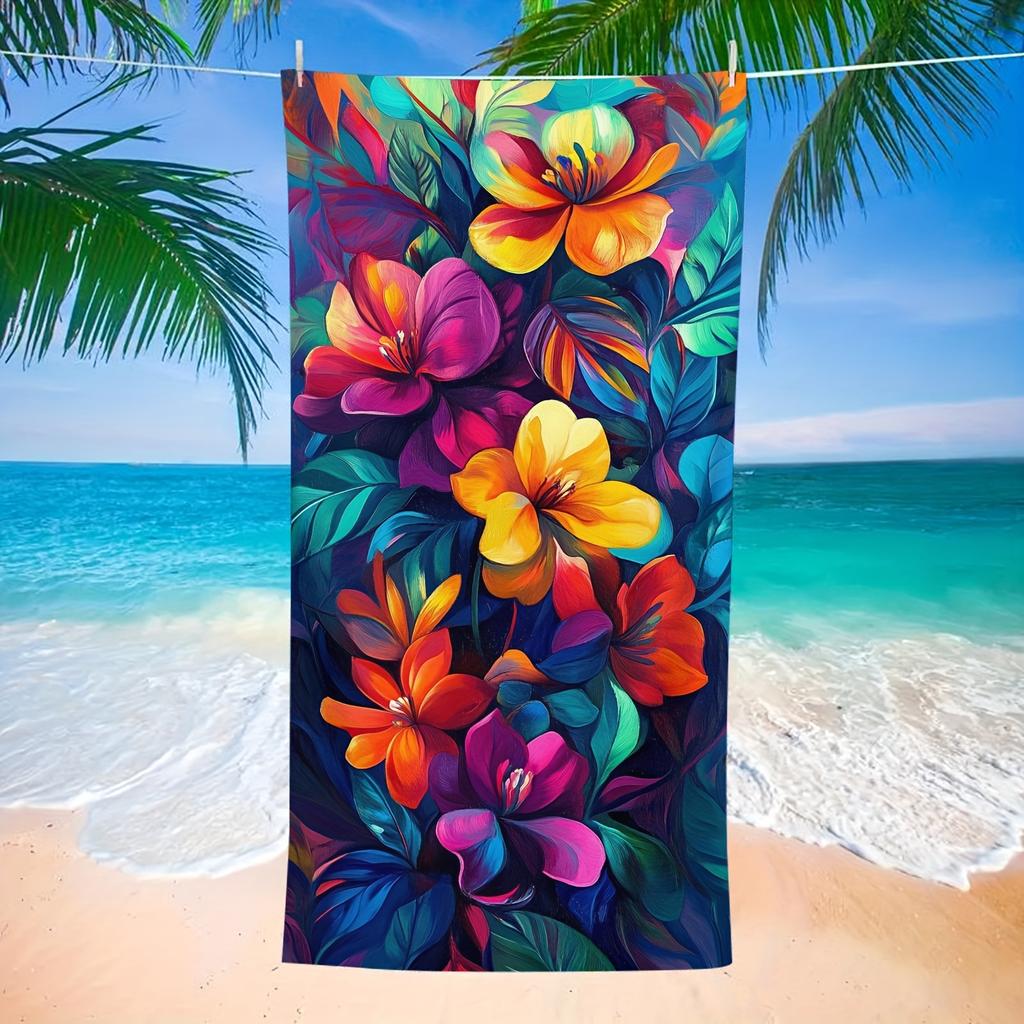 Beach Flower Printed Towel , Soft towels suitable for travel, swimming pools, vacations and beach days.