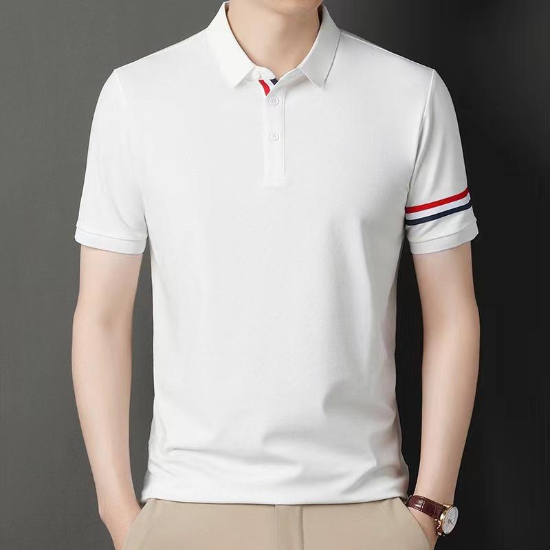 

Cotton Short-Sleeved Lapel T-shirt Men s Summer New Fashion Casual Striped Half Sleeve Polo Shirt Men s Clothing